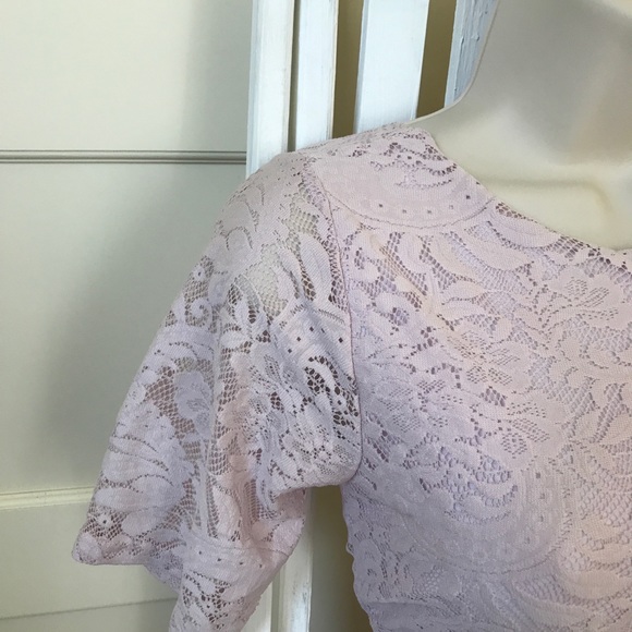 Light Pink Lace Dress with Wrap Back - Picture 5 of 6